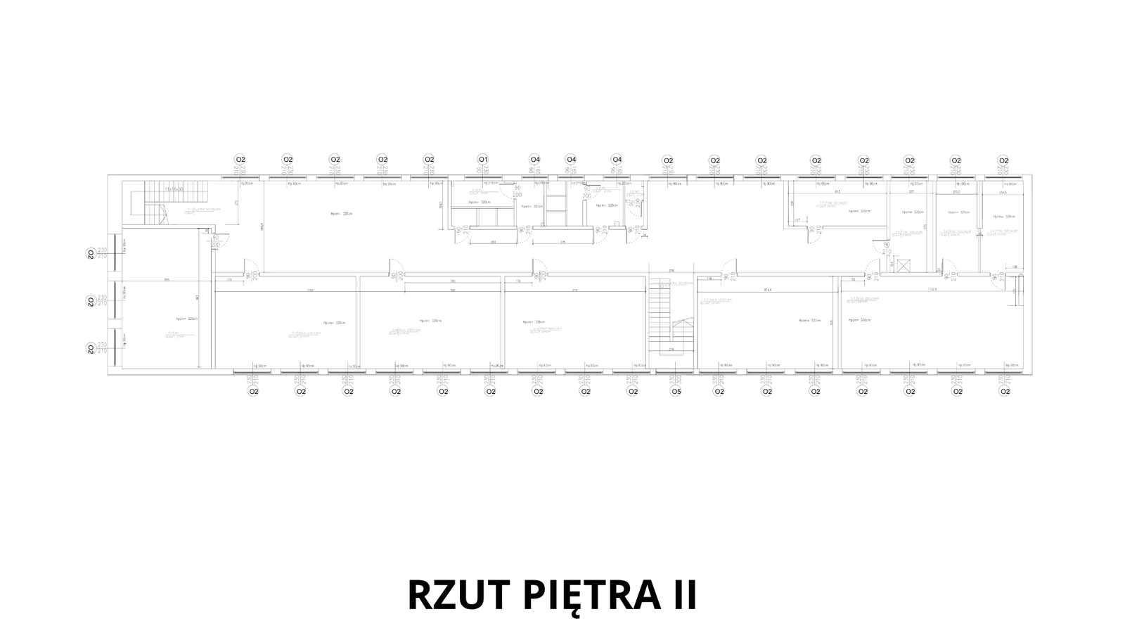 Second floor plan — The second floor repeats the first, with a lift and additional staff rooms in the east wing. The drawing carries full dimensions and joinery references.